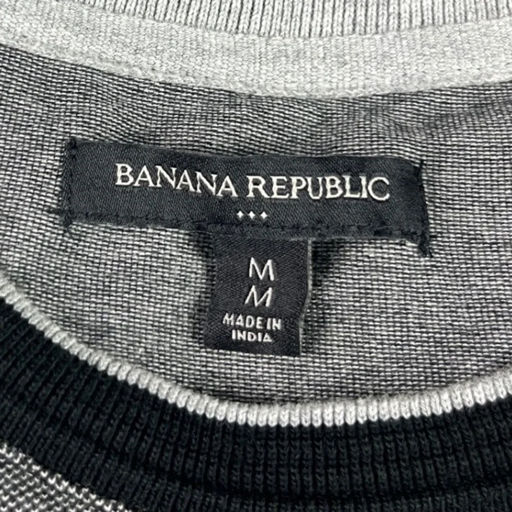 Banana Republic Tipped Pique Long Sleeve Pocket Shirt Mens Medium Grey EUC